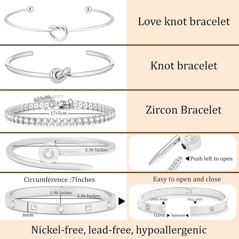 FAFUGA 18 K Gold Plated Love Bangle Bracelet Stack Cuff Jewelry for Women Jewelry Set for Women Gift with Box - Image 4